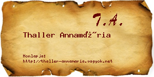 Thaller Annamária névjegykártya